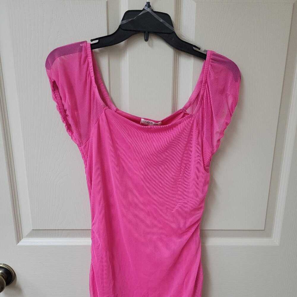 JOLIE & JOY WOMEN'S BODY CONTOUR PINK SHEER SLEEVES DRESS SIZE STRETCHY M NWT
